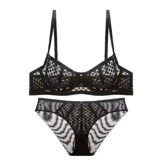 Ultra-Thin Contrast Color Lace Bra Set for Summer - Lingerie