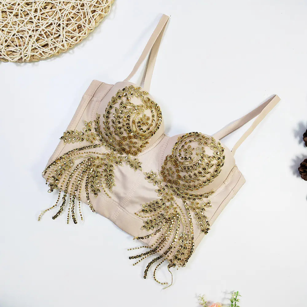 French Style Bra with Removable Straps and Embroidery - Lingerie