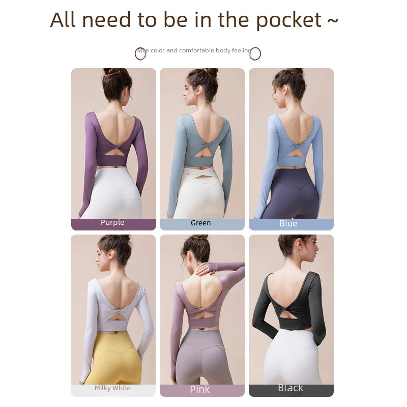 New Autumn Winter Yoga Long Sleeve Top with Padding - Lingerie