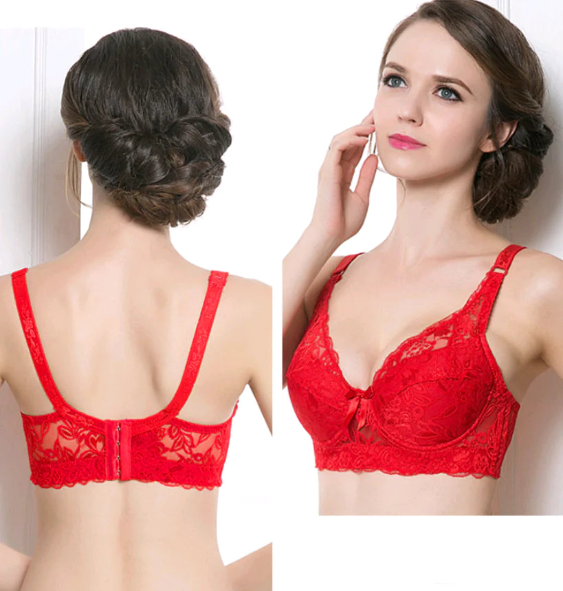 Ultra-thin Lace Bra for Plus Size with Adjustable Fit - Lingerie