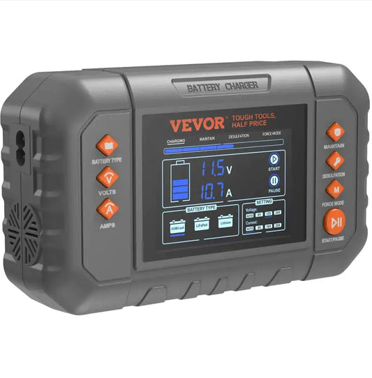 VEVOR Smart Battery Charger, 20-Amp, Lithium LiFePO4 Lead-Acid AGM Gel  SLA Car Battery Charger With LCD Display, Trickle Charger Maintainer Desulfator For Boat Motorcycle Lawn Mower Deep Cycle