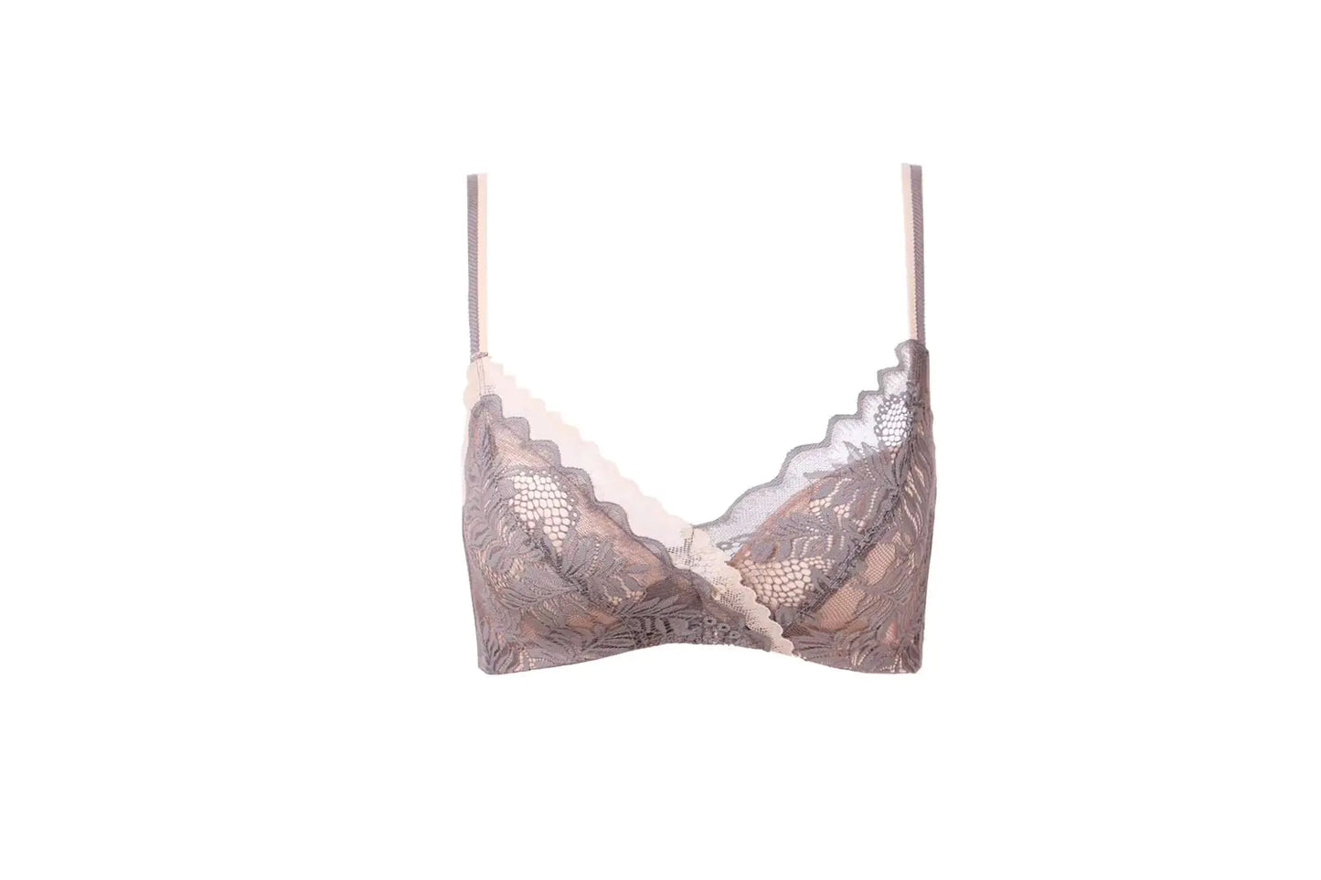 Lace Embroidered Wireless Thick AB Cup Bra Set - Lingerie