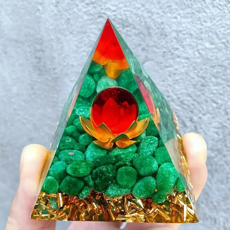 Pyramid Energy Healing Figurine with Crystals and Stones