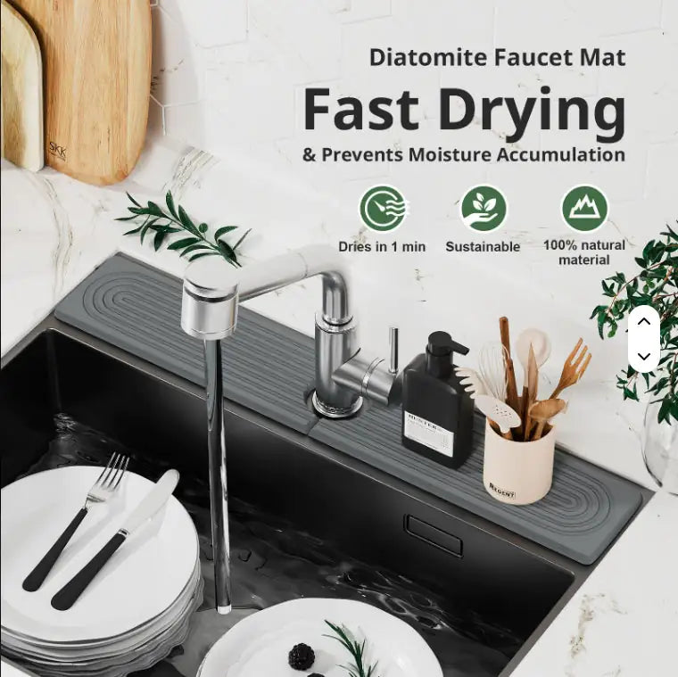 Diatomaceous Earth Sink Tray Stone Home Sink Caddy Kitchen Instant Dry Sink Organizer
