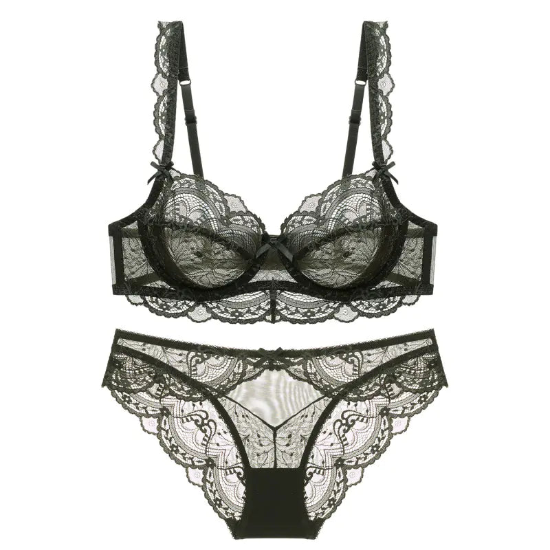 Women's Ultra-Thin Lace Bra Set for Large Breasts - Lingerie