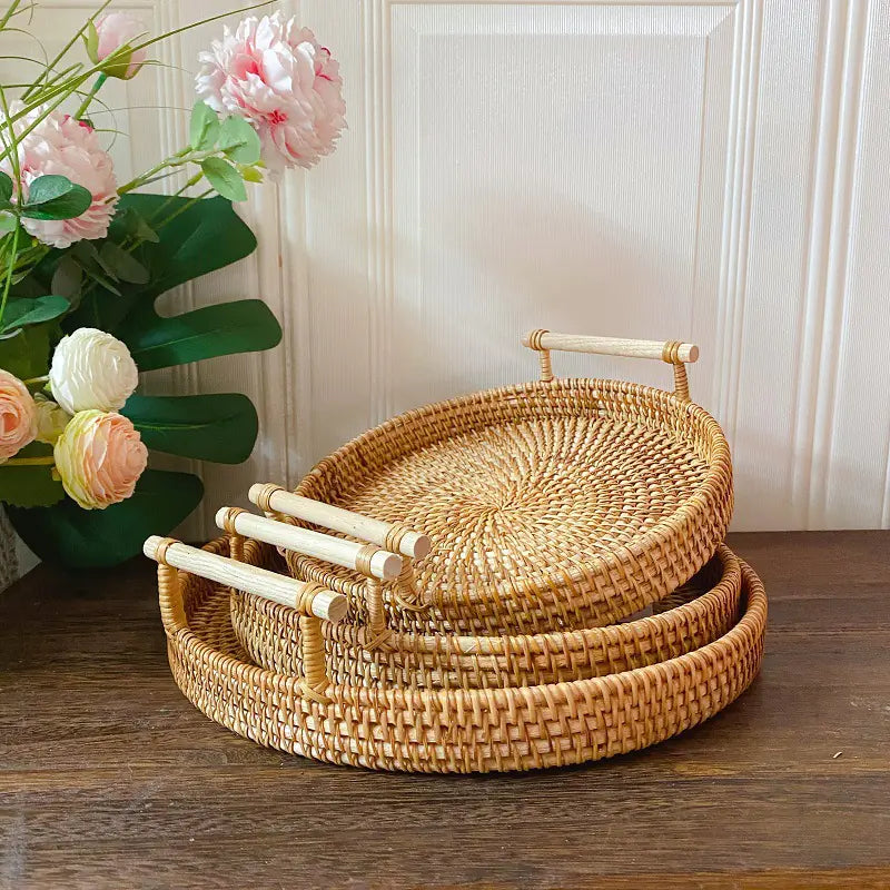 Vietnamese Woven Rattan Snack Storage Basket (Small)