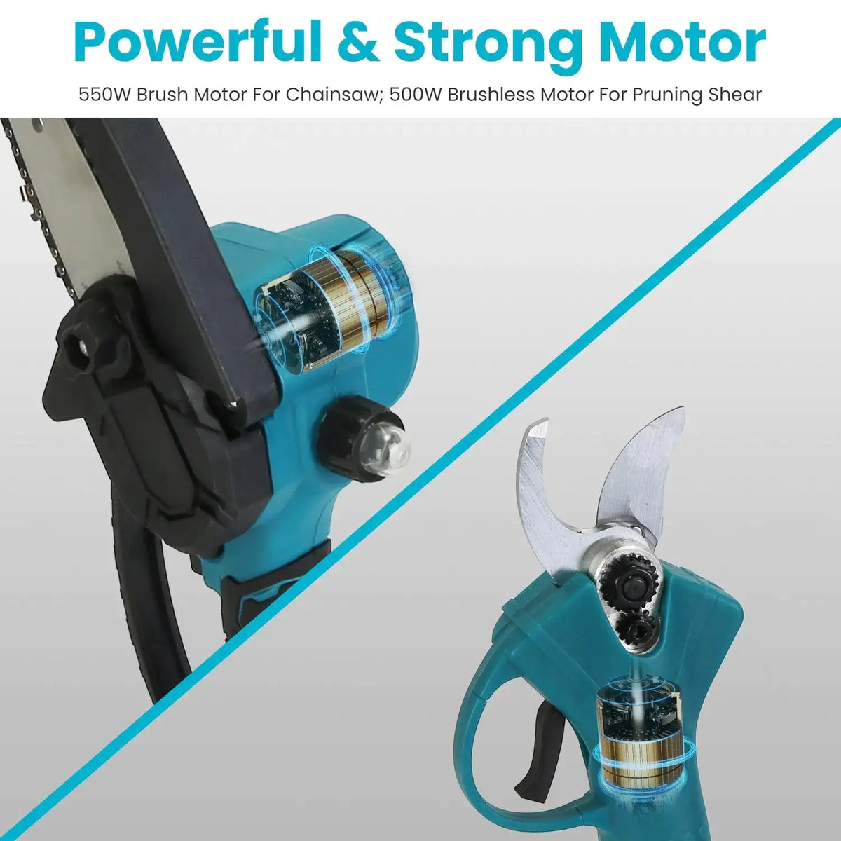 4-in-1 Pole Pruning Shears, Electric Pruning Shears & Pole Saws For Tree Trimming With 7 Adjustable Head Angles,Cordless Pole Shears And Battery Pole Saw With 2Pcs 3000mAh Rechargeable Batteries