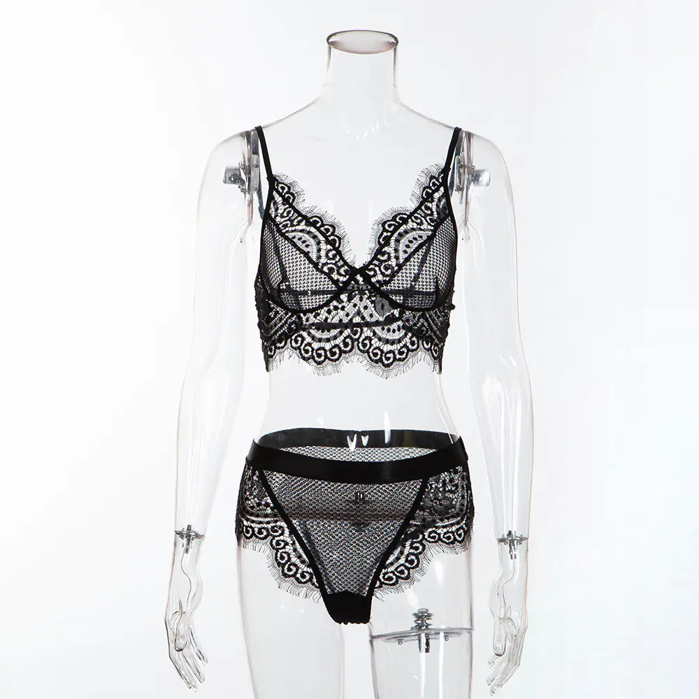 Lace Trim Thong Set with Sexy Lingerie and Shorts