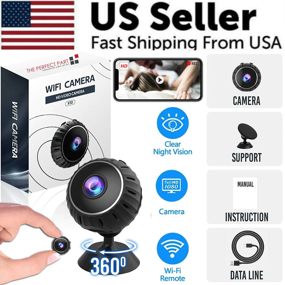 Mini Camera Wireless Cam WiFi Home Security HD 1080P DVR