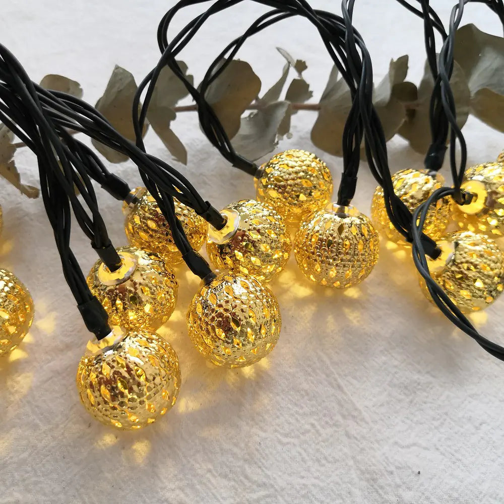 Solar Moroccan Iron Hollow Outdoor Waterproof LED String Lights - 888