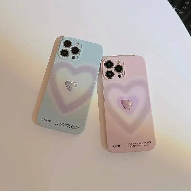 Gradient Love Heart Phone Case for iPhone 11-14