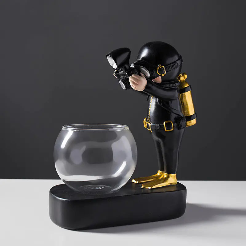 Creative Astronaut Hydroponic Glass Vase Decor