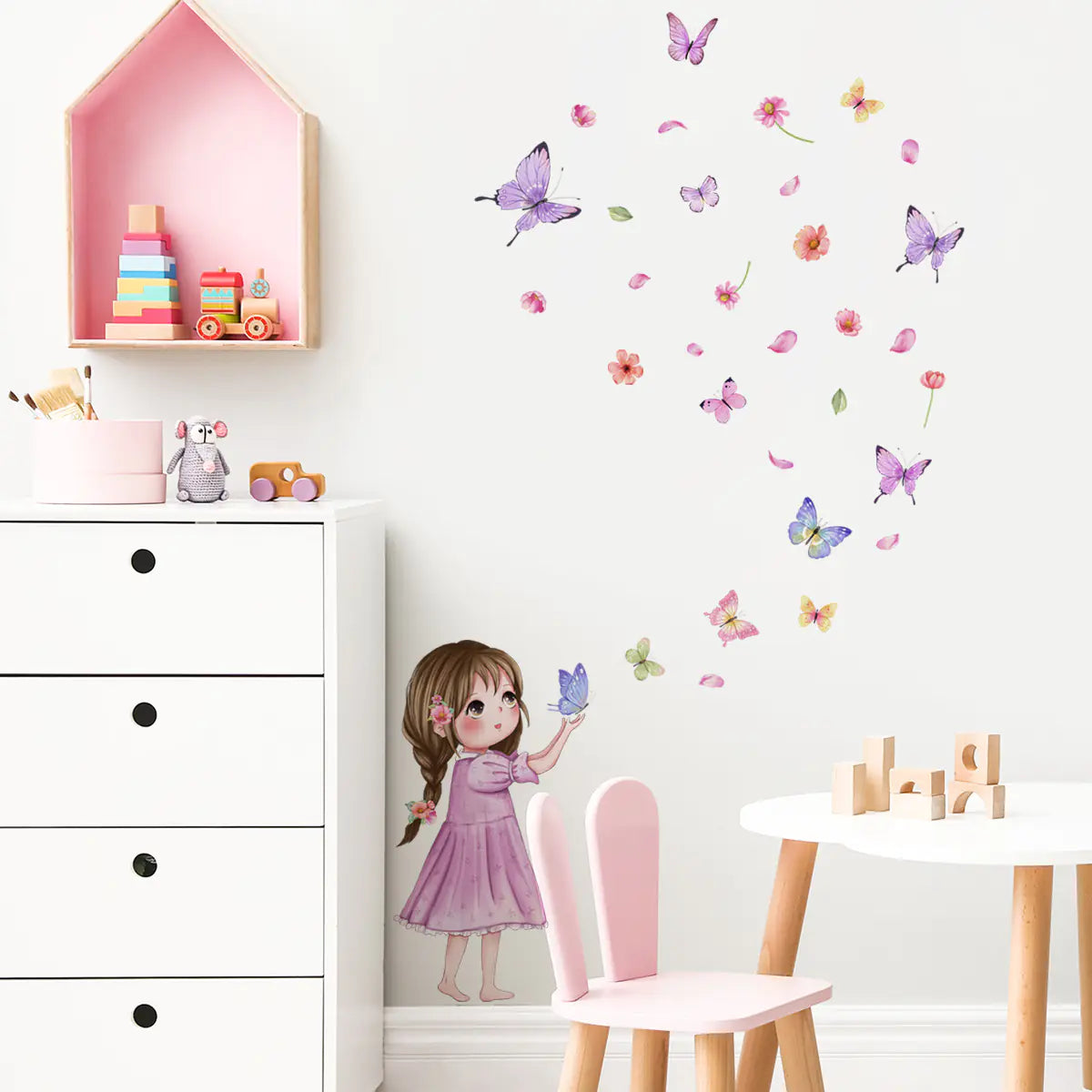 Girls Butterfly Wall Stickers for Kids' Bedroom Decor