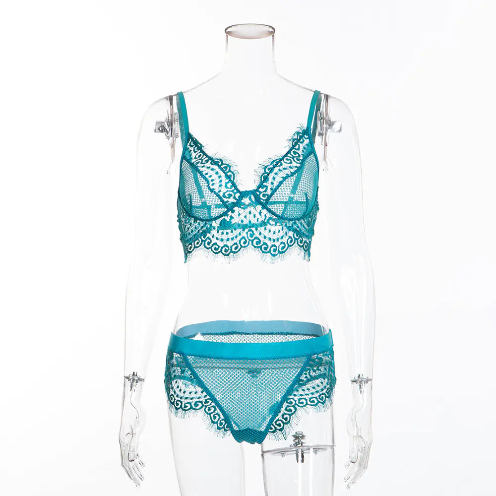 Lace Trim Thong Set with Sexy Lingerie and Shorts