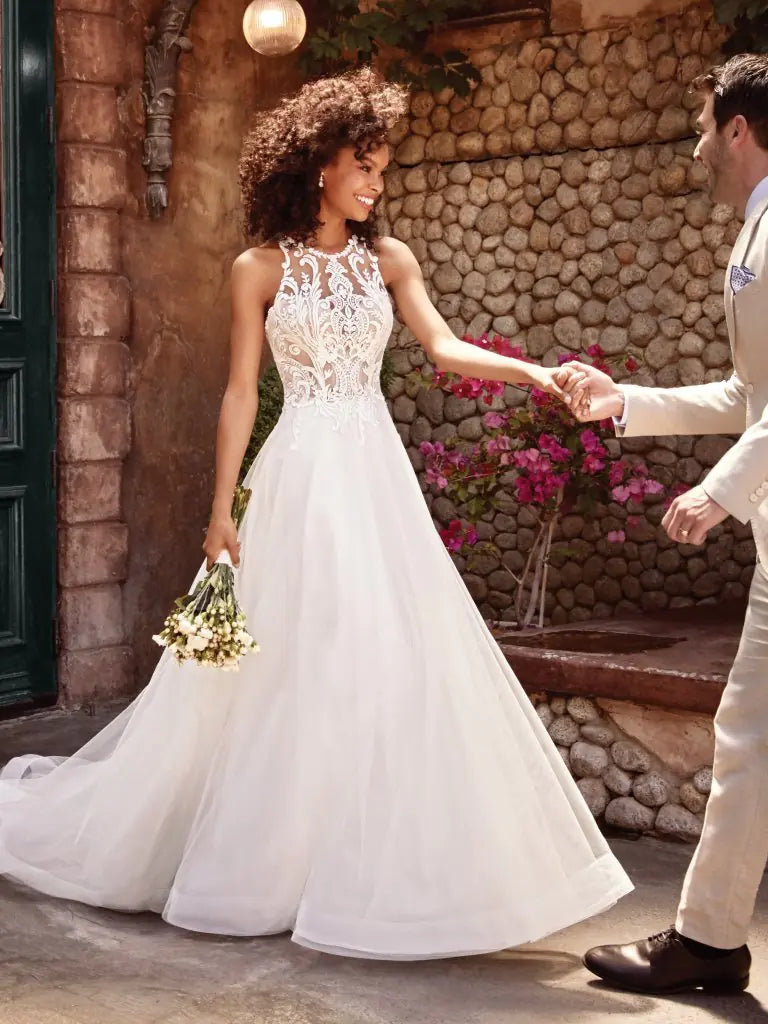 Lace Sleeveless Halter Wedding Dress Long Gown - 888