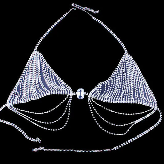Bikini Set with Sparkling Rhinestone Body Chain - Lingerie