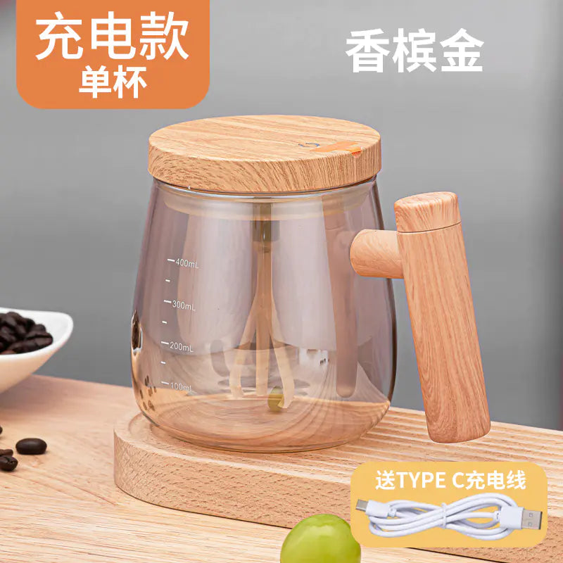 Japanese Automatic Stirring Glass Mug for Coffee & More