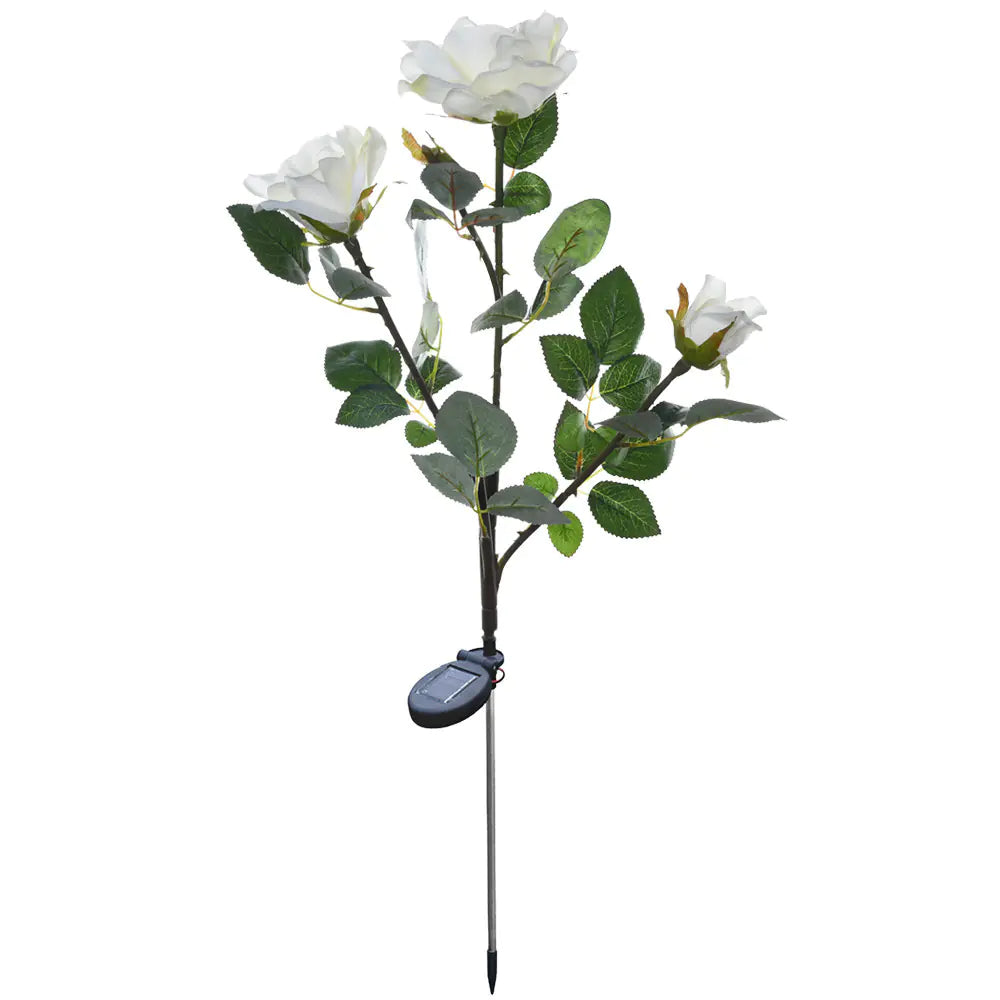 Solar LED White Rose Flower Outdoor Lawn Decor Light - 888