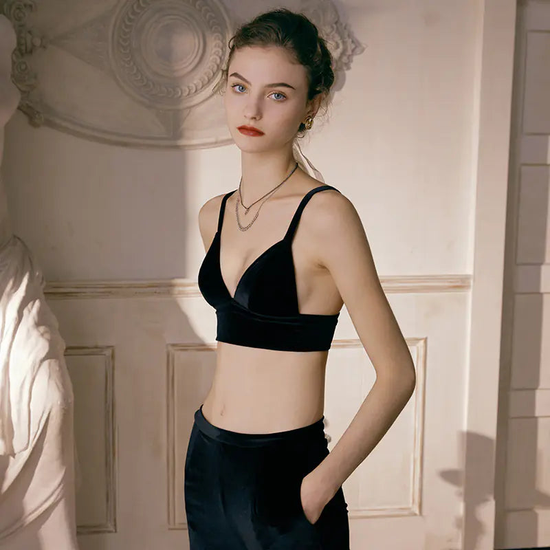 BOTHYOUNG Black Lace Wireless Triangle Bra Set - Lingerie