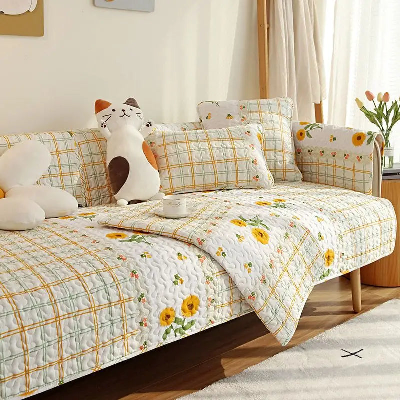 Chick Floral Non-slip Cotton Sofa Cushion (Four Seasons)