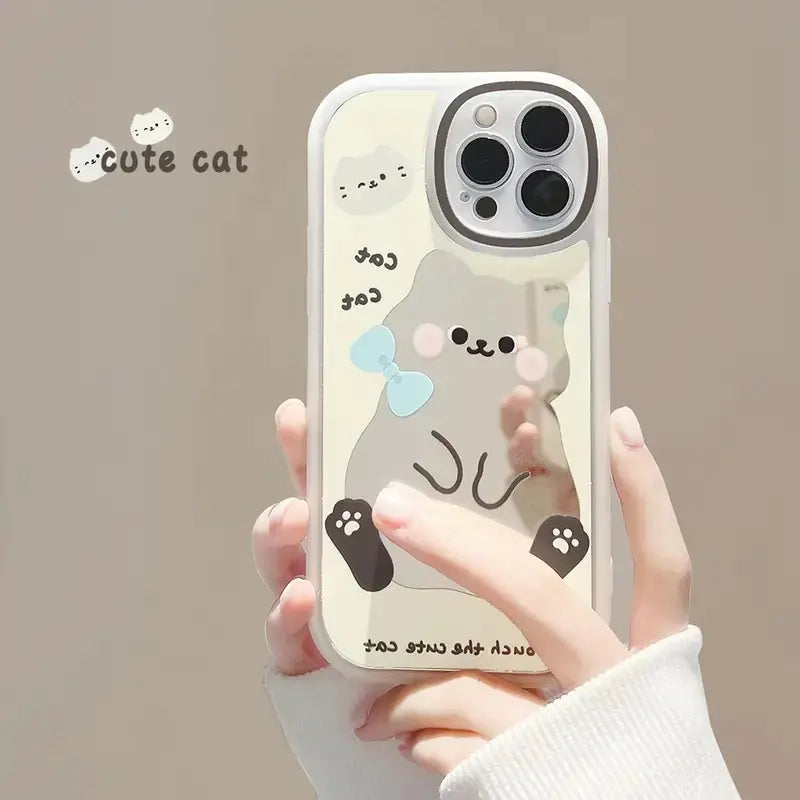 Cute Cat Graphic Silicone Case for iPhone (Various Models)
