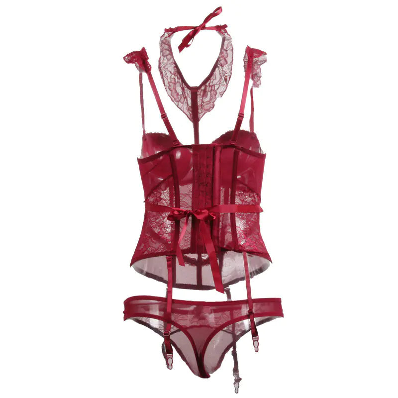 Lace Bodysuit and Stockings Set for Intimate Wear - Lingerie