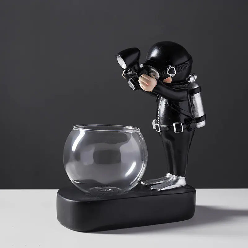 Creative Astronaut Hydroponic Glass Vase Decor