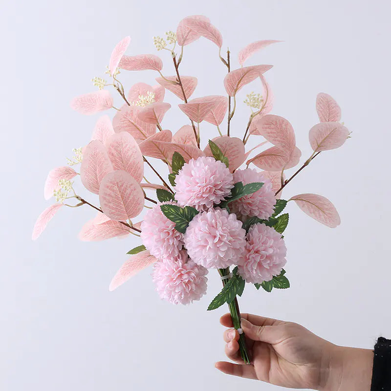Artificial Eucalyptus Ball and Daisy Bouquet Decor