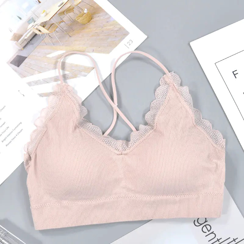 Lace Cross Back Sports Yoga Bra - Lingerie