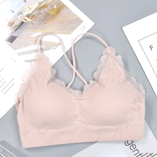 Lace Cross Back Sports Yoga Bra - Lingerie