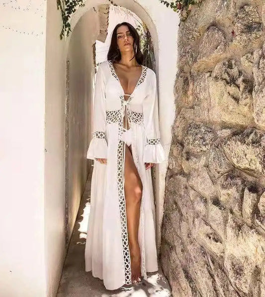 Beach Vacation Bikini Cover-Up Long Loose Dress Cardigan - 888