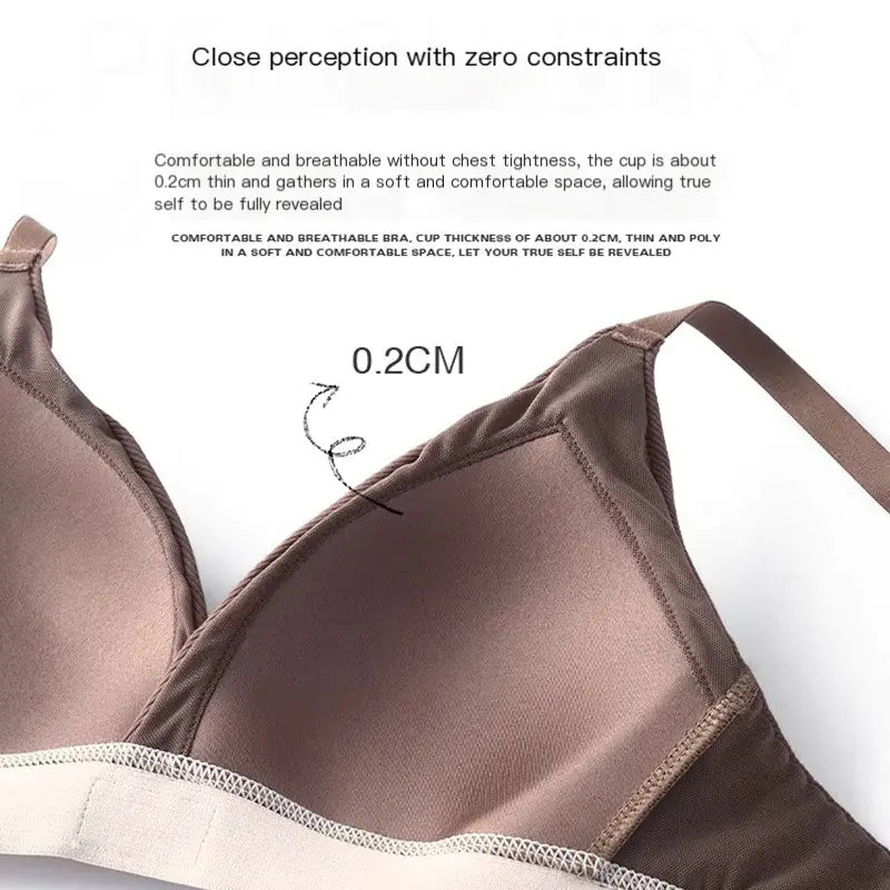 French Style Women's Thin Bra with Deep V Triangle Cups - Lingerie