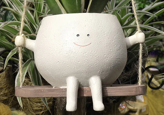 Swing Face Planter Pot for Garden or Windowsill Decor