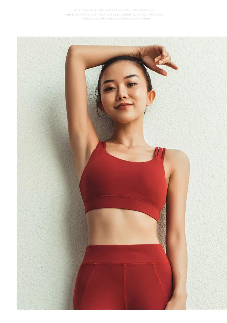 New Yoga Top with Cross Back and Sports Bra Design - Lingerie