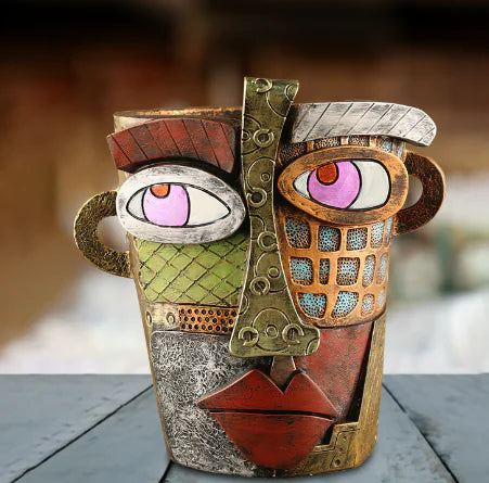 Picasso's Flowers Resin Face Planter for Succulents