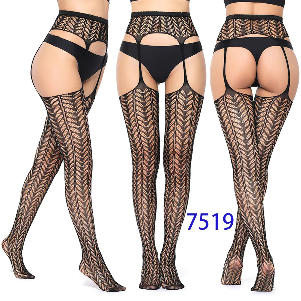 New Women's High Elasticity Open-Crotch Fishnet Stockings - Lingerie