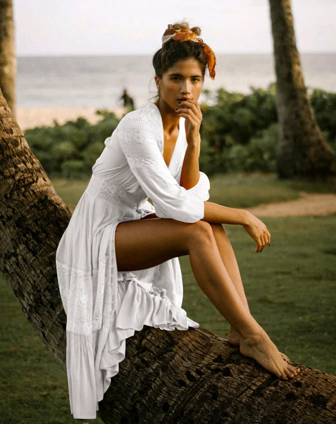 Cotton Lace Cardigan and Beach Cover-Up Dress  - 888